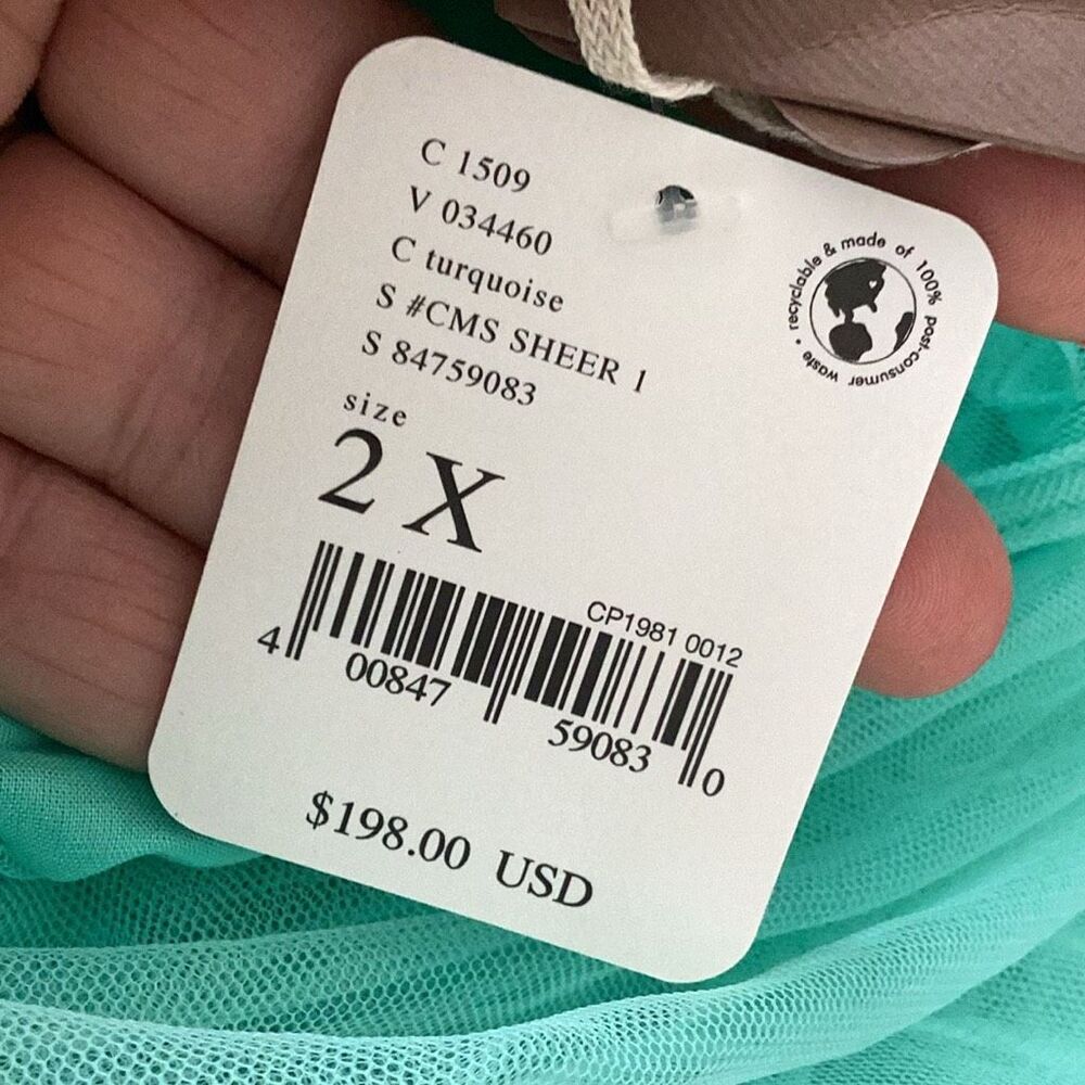 NWT Free People Women's Aqua Chiffon Sleeveless Long Deep V-Neck Maxi Dress 2X - Picture 9 of 10